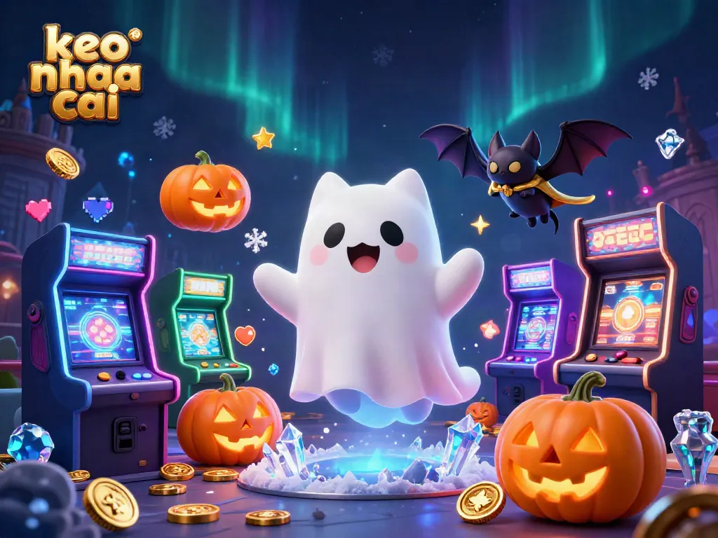 Engage with keo nha cai while exploring a spooky haunted casino filled with vibrant game elements.