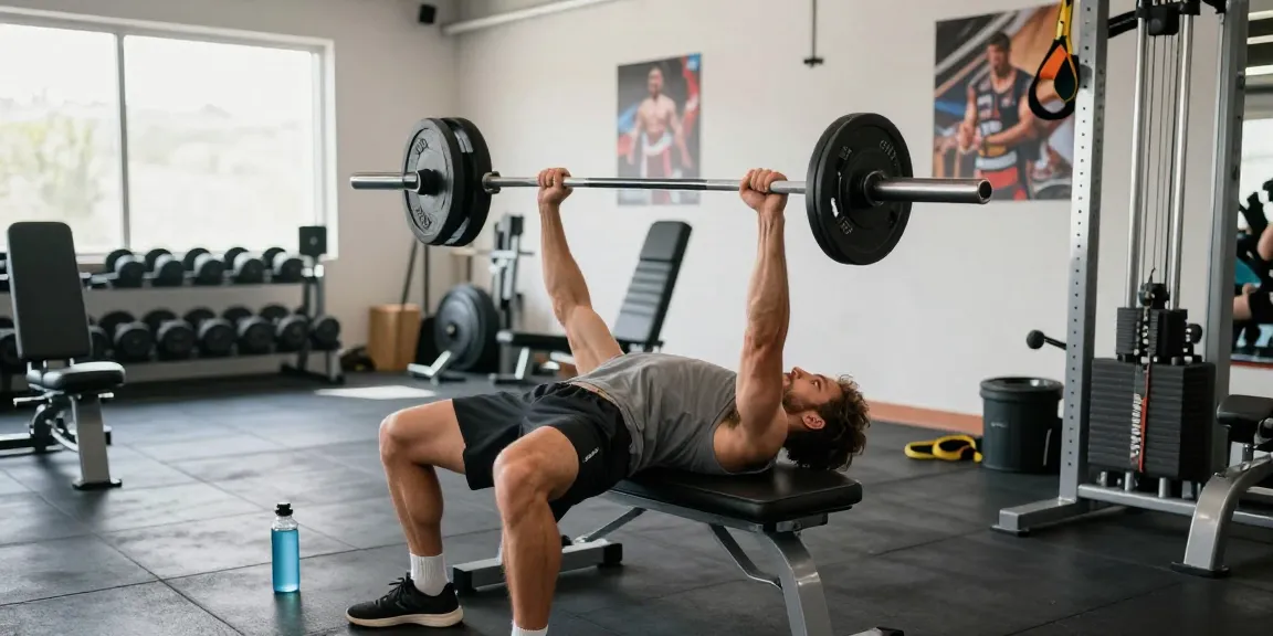 Prime Pharma Steroids in een moderne sportschool met een atleet die traint met halters in een energieke omgeving.
