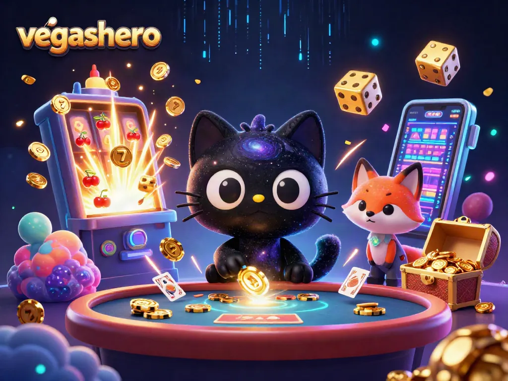 Engage with vegashero casino action through an exhilarating cosmic gaming scene featuring vibrant characters and jackpot elements.