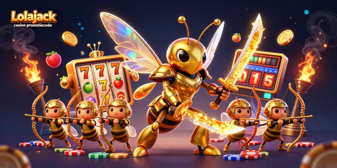 Experience top rewards with Lolajack casino promotiecode in an action-packed casino scene featuring slot games.